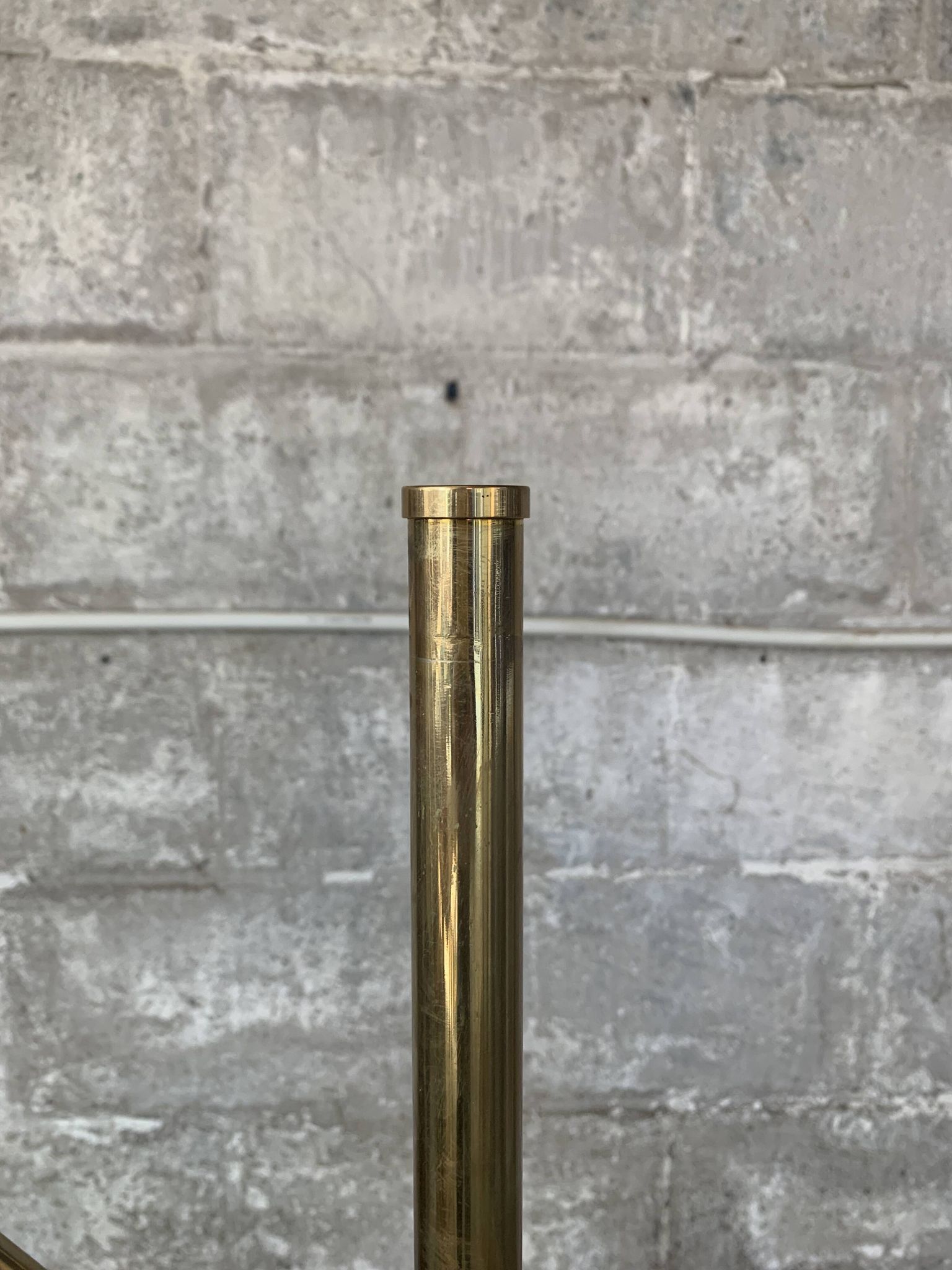 Midcentury brass and marble diablo floor lamp, Italy 1960s