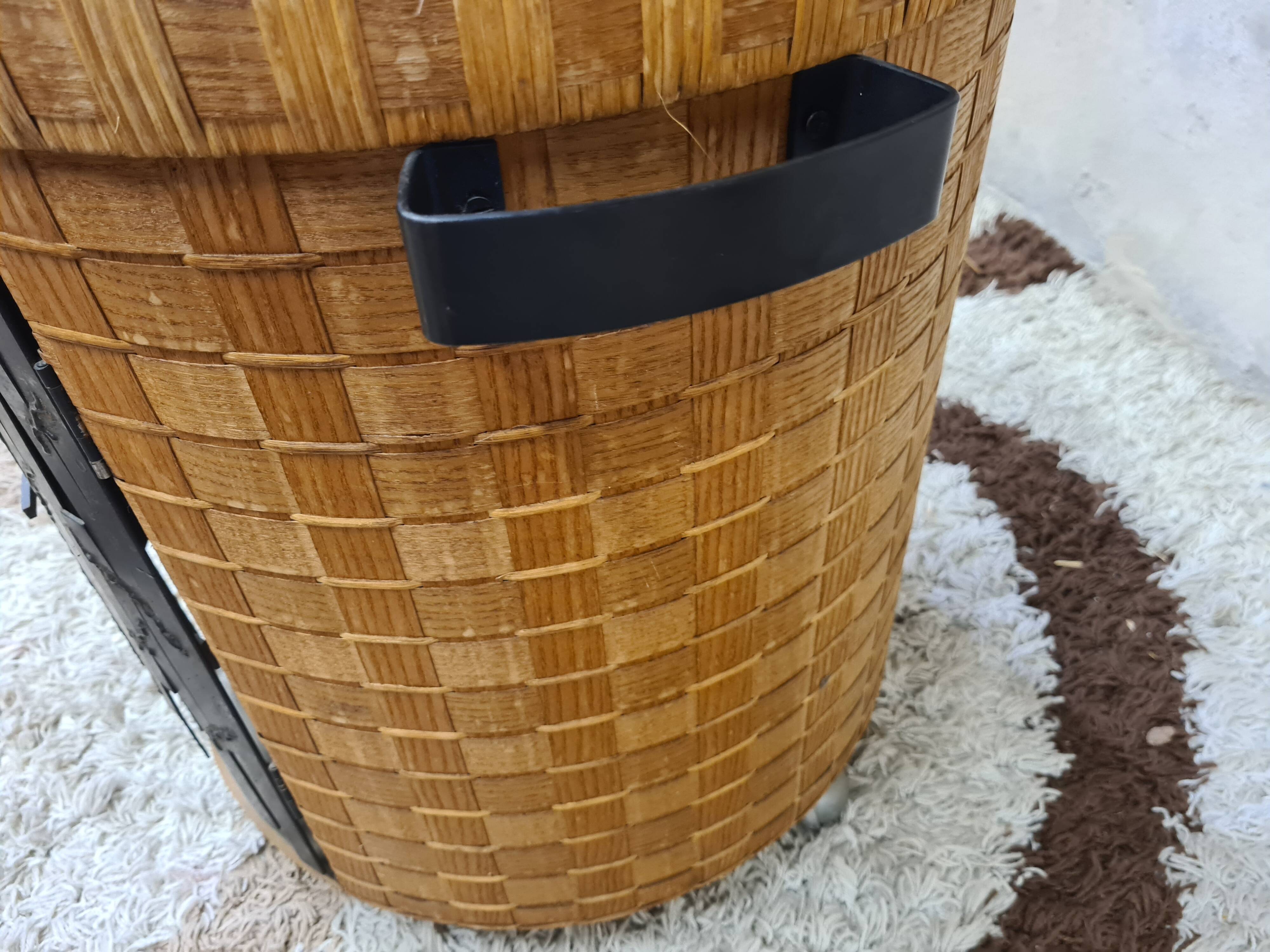 Vintage Rattan Brutalist Bar Cart