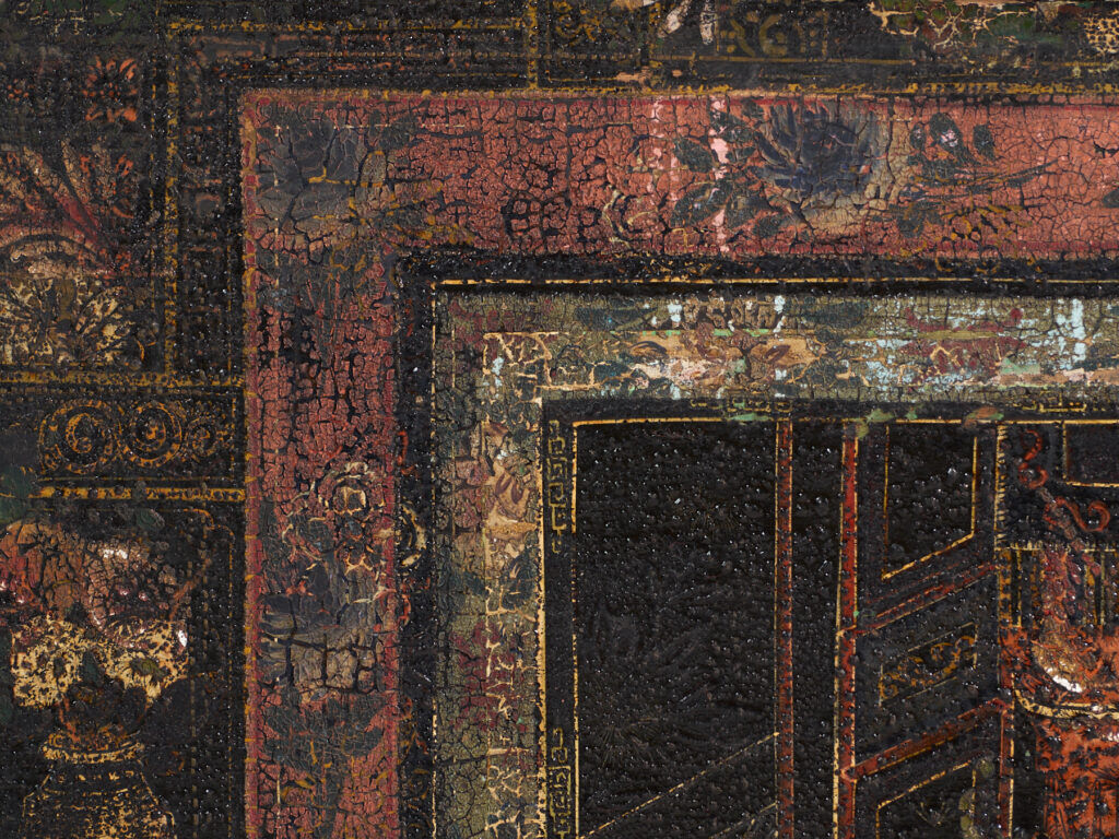 Antique chest painted in pine wood – China, around 1900