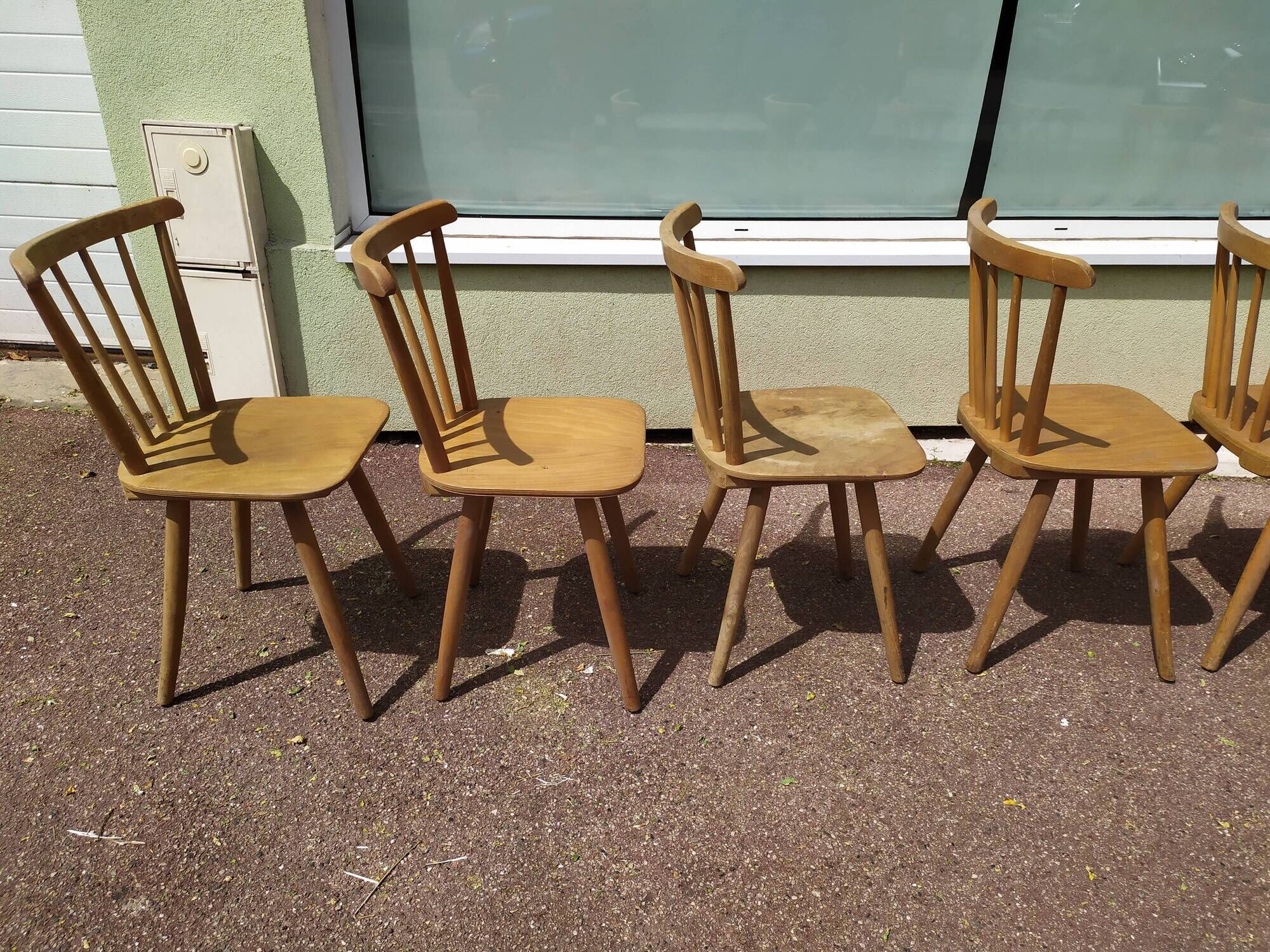 Set of 18 wooden bistro chairs - vintage - year 50 - 60