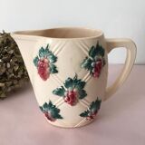 Pitcher in slip with grape decorations stamped Digoin Sarreguemines, Numbered 11 (1920/1950)