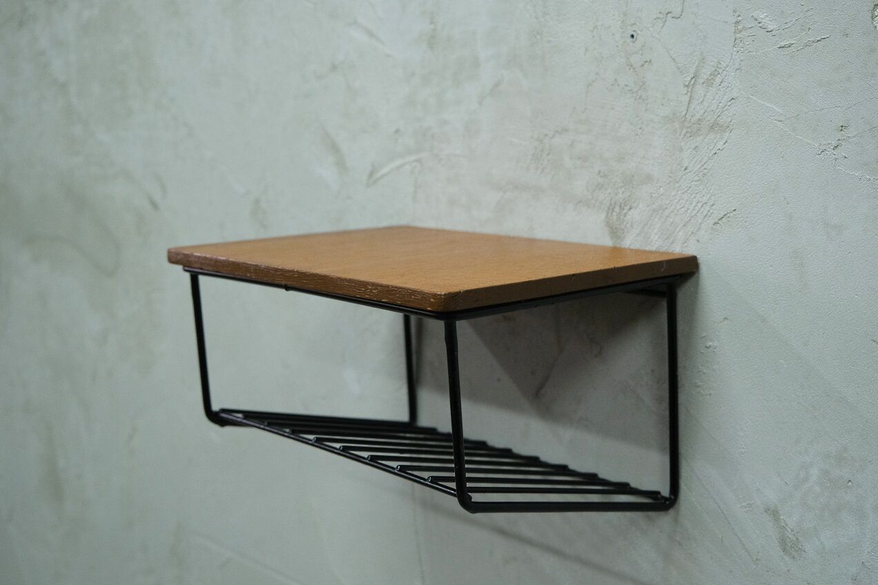 Scandinavian teak string wall shelf, 1960s