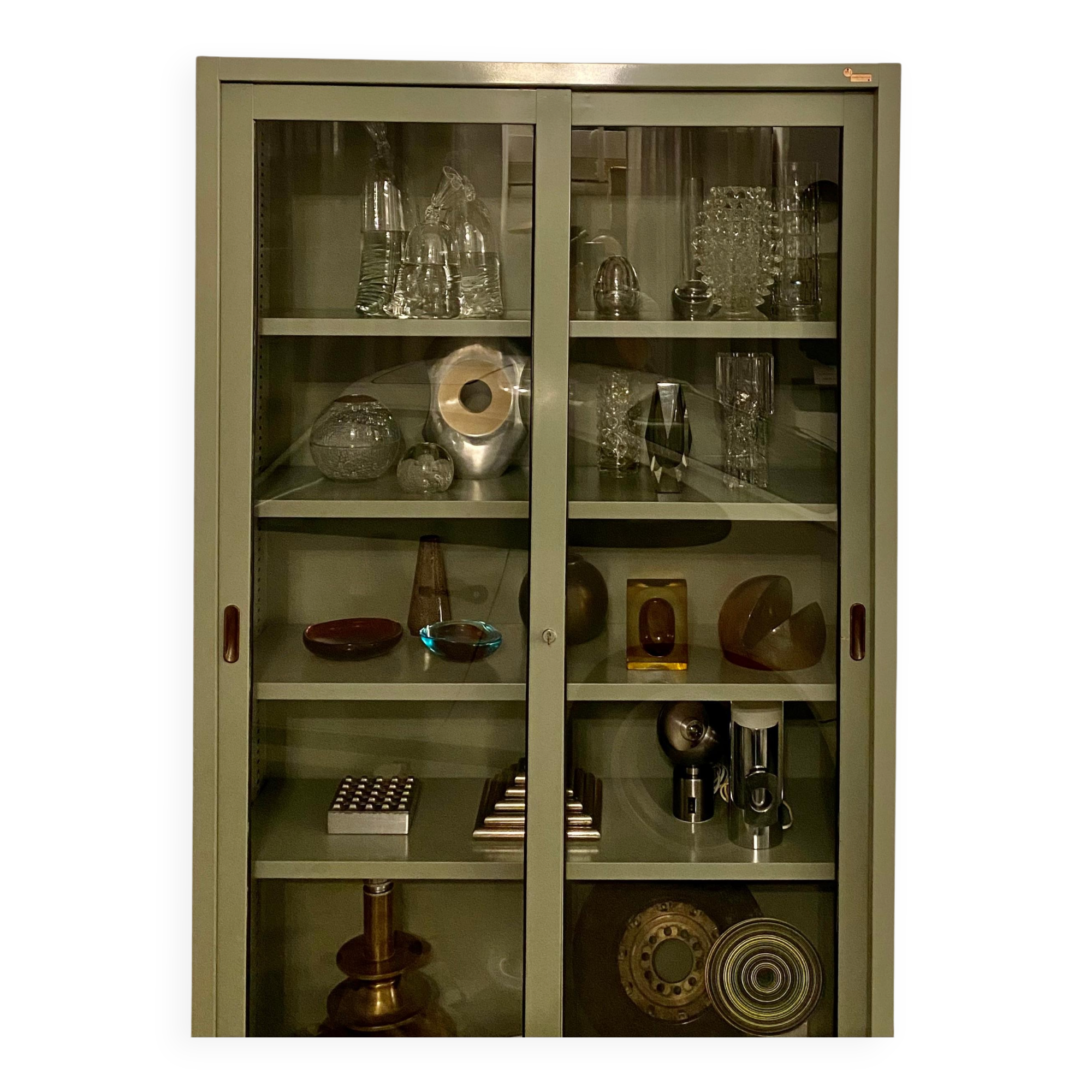 1960s Industrial Vitrine in Metal, Italian Mid-Century Furniture