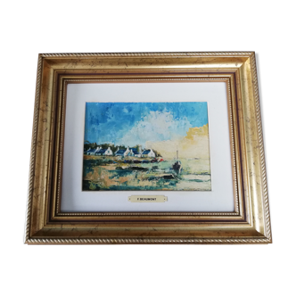 Tableau peinture sur carton Morbihan F. Beaumont