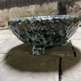 Brutalist glazed ceramic bowl on feet