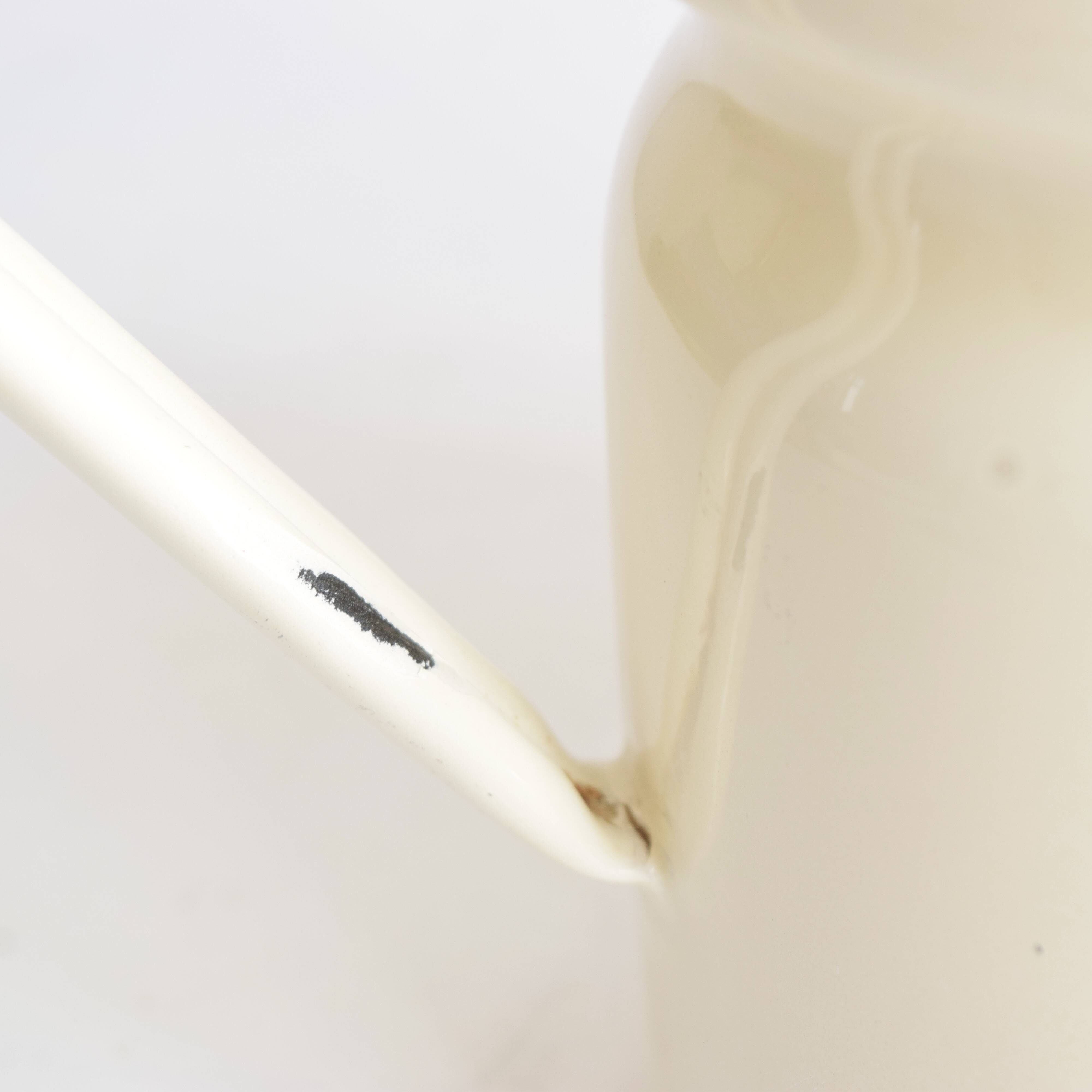 Vintage enameled sheet metal milk jug with lid f