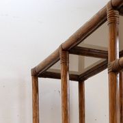 Asymmetrical shelf in bamboo and smoked glass - 1970s