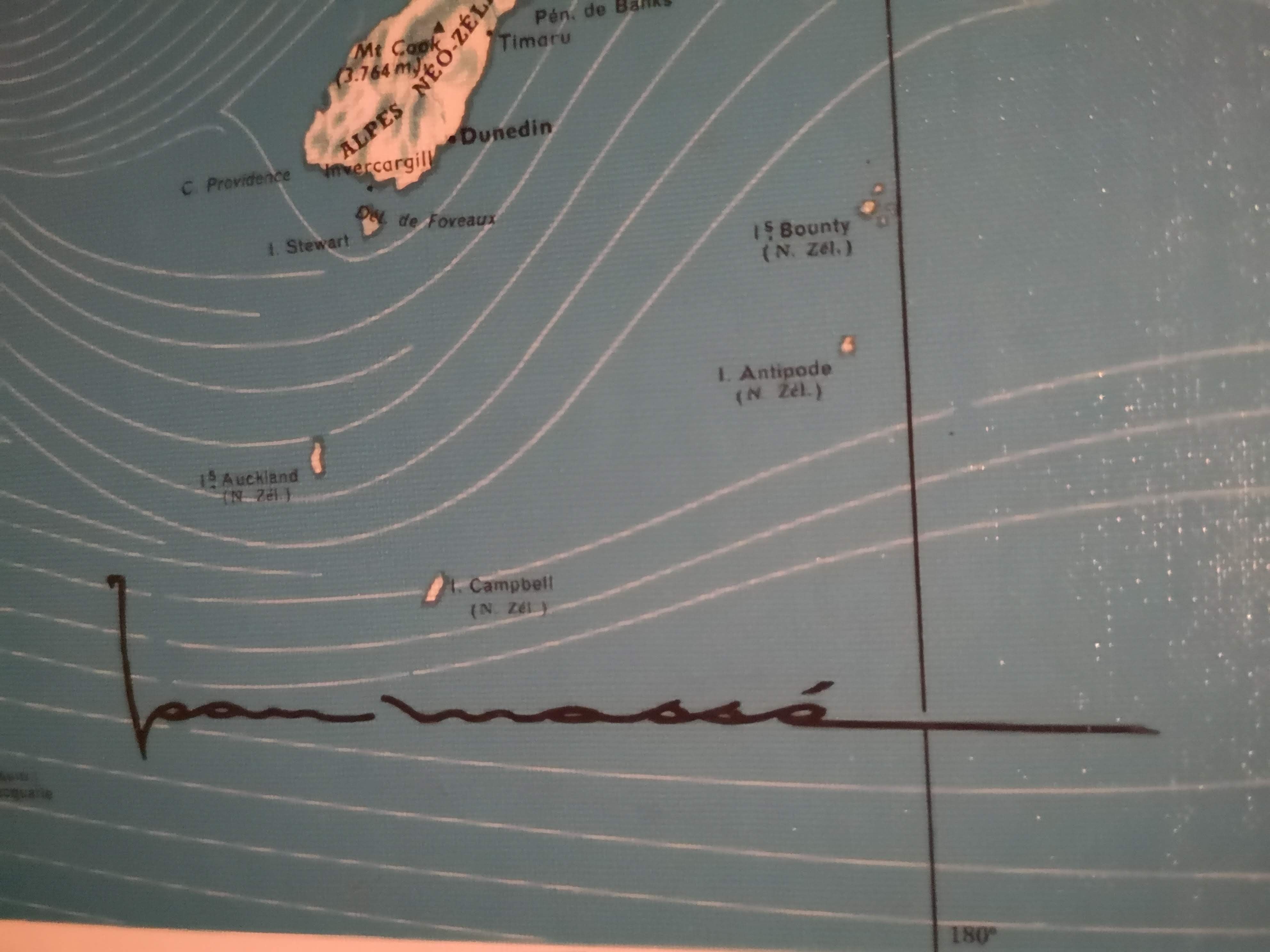 Map of the world Air France vintage Jean Massé 1970