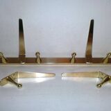 Original WHW Workshop HAGENAUER Vienna, Brass Wall Coat Rack + 2 Hooks
