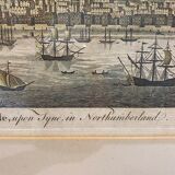 Gravure ancienne , vue du port de Newcastle début XX siècle
