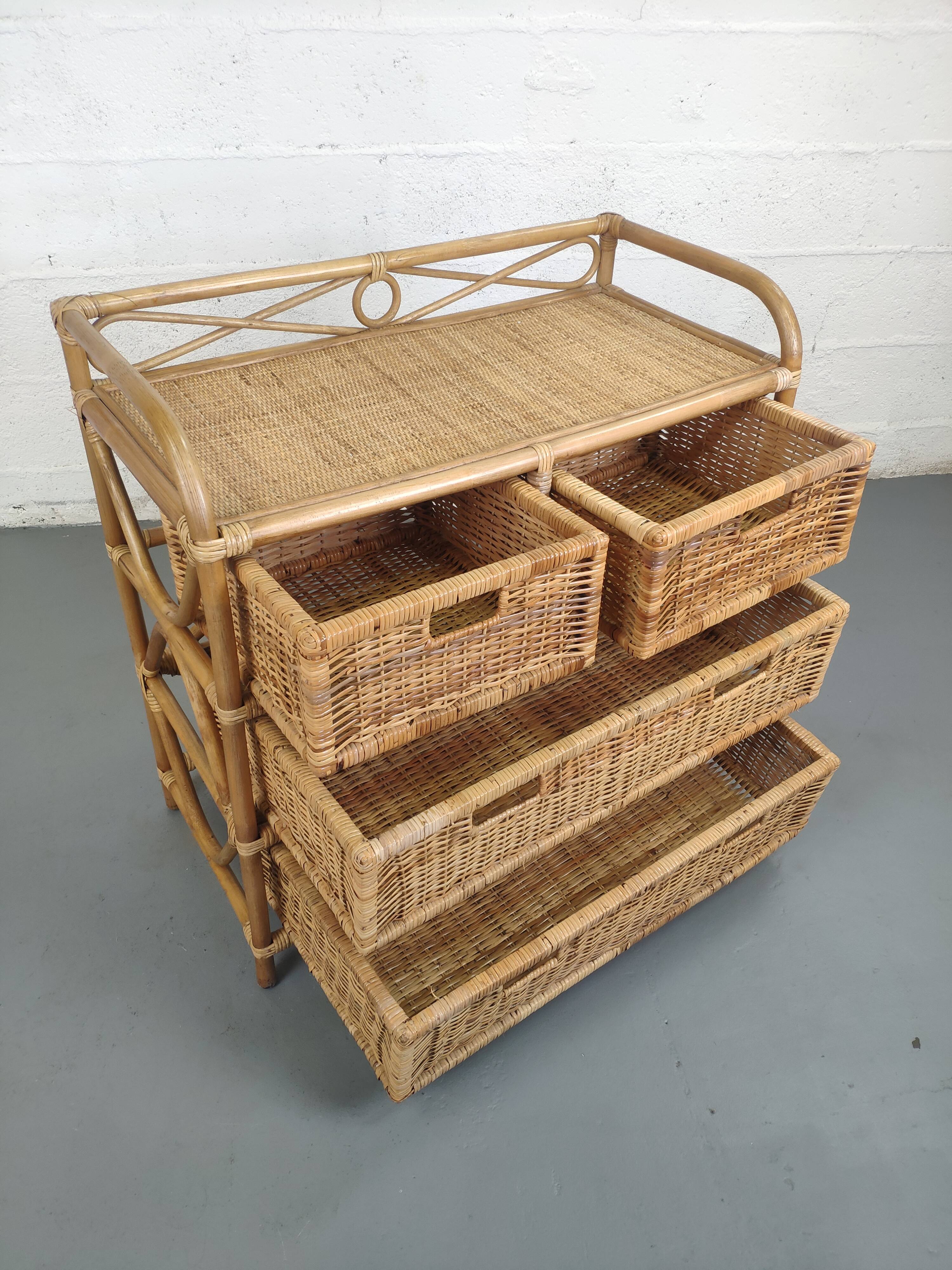 Rattan chest of drawers 4 drawers