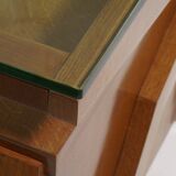 Mid-century Gio Ponti desk / Italian desk with a wooden and glass top