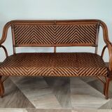Vintage -Braided rattan sofa - chevron pattern