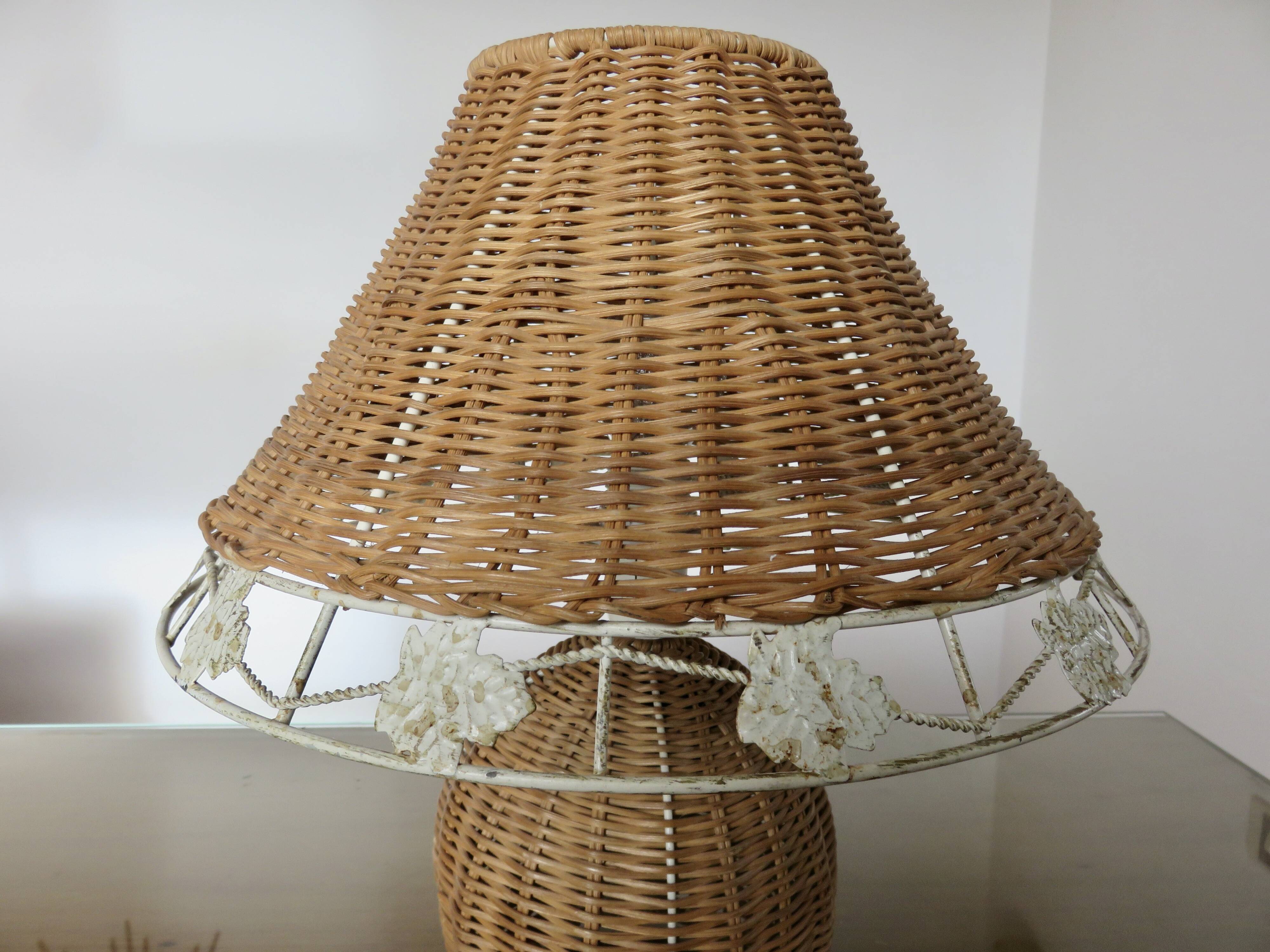 Pair of rattan lamps, 1980s
