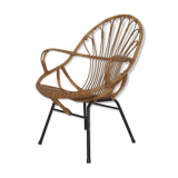 Rohe Noordwolde rattan and metal lounge chair, The Netherlands 1950's