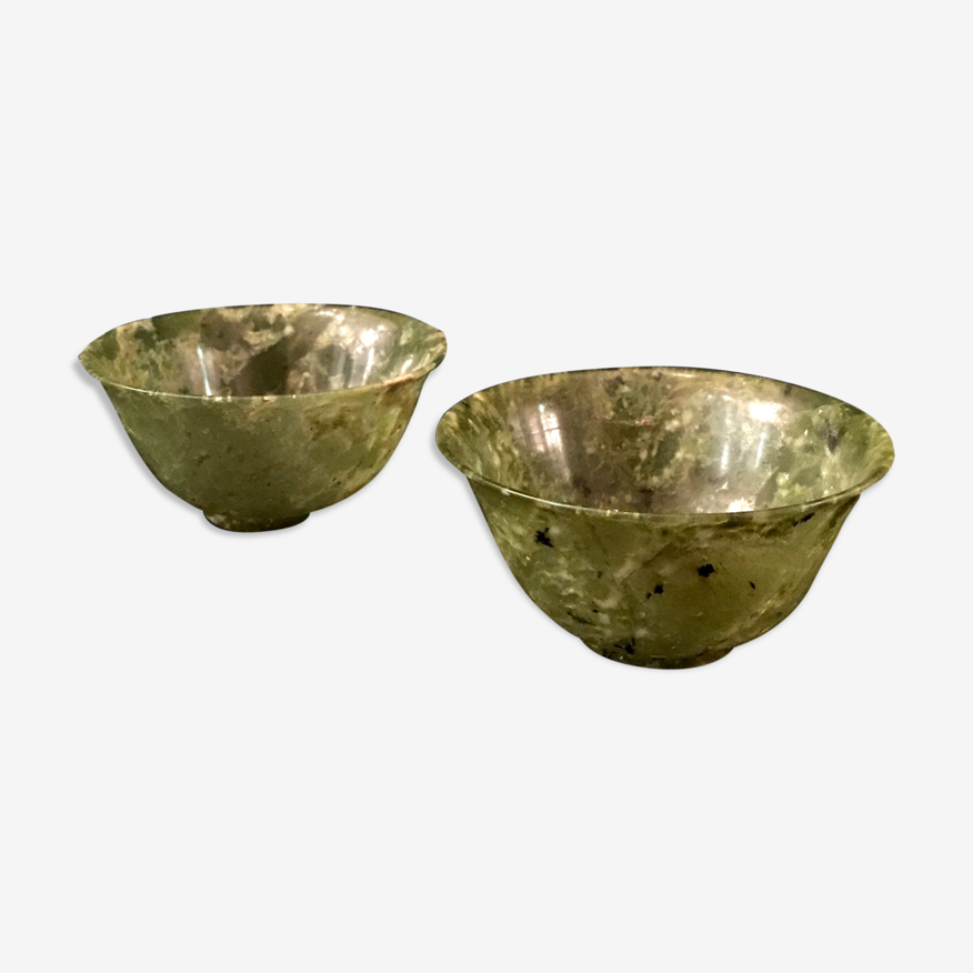 Paire de bols à thé chinois en jadéite, fin XVIIIe / début XIXe siècle |  Selency