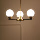 Vintage Italian Metal and Opaline Glass Chandelier