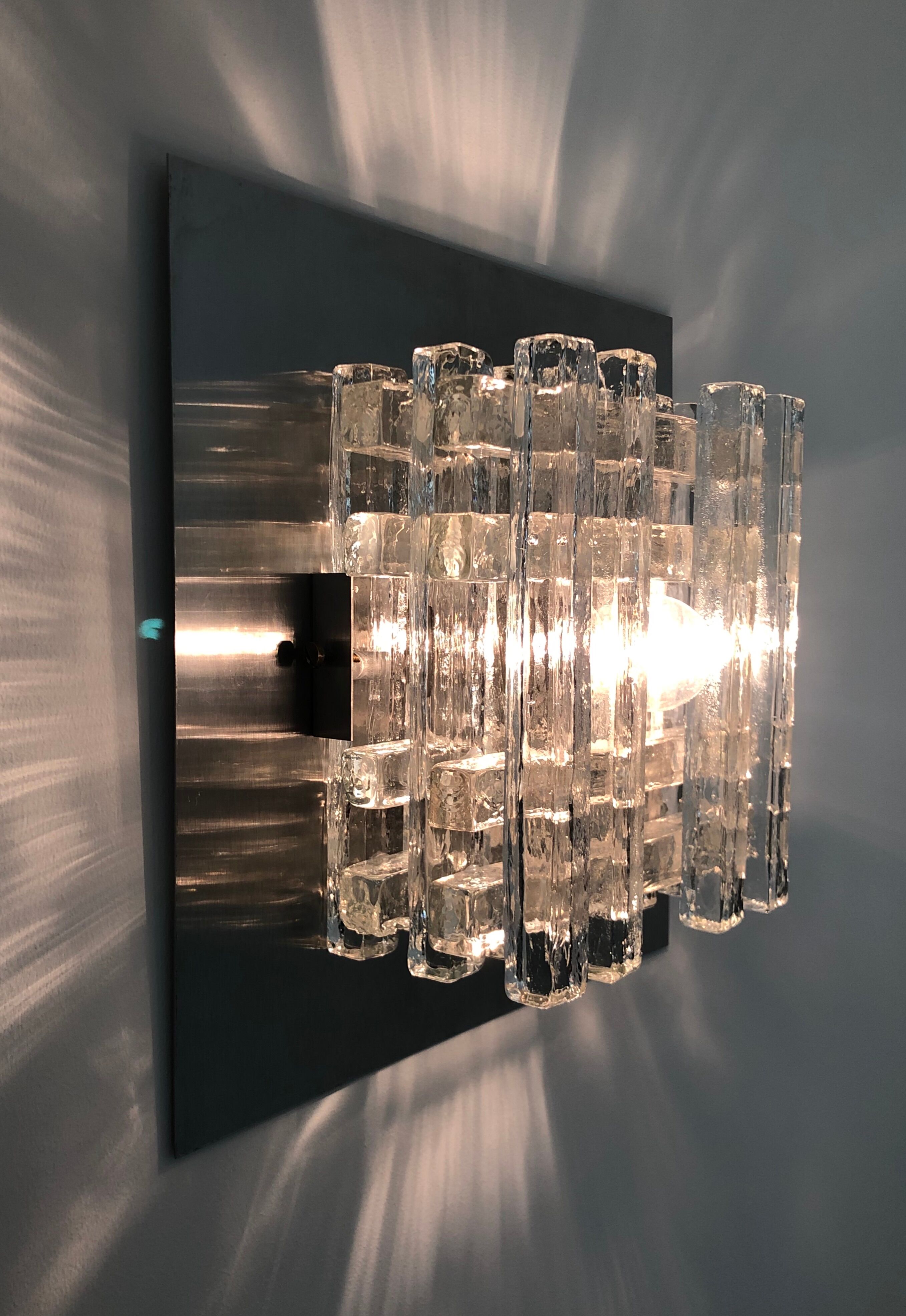 Murano glass wall lamp by albano poli for poliarte, italy 70s