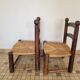 Duo de chaises de cheminée en bois et paille