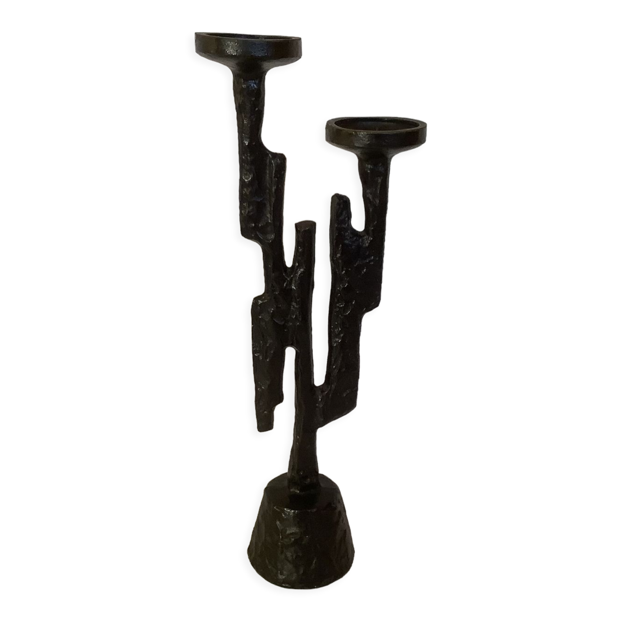 Brutalist cast iron candelabra candle holder Germany