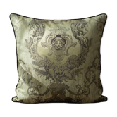 Neoclassical Medusa Medallion Cushion, Black Piped Jacquard Pillow Cover