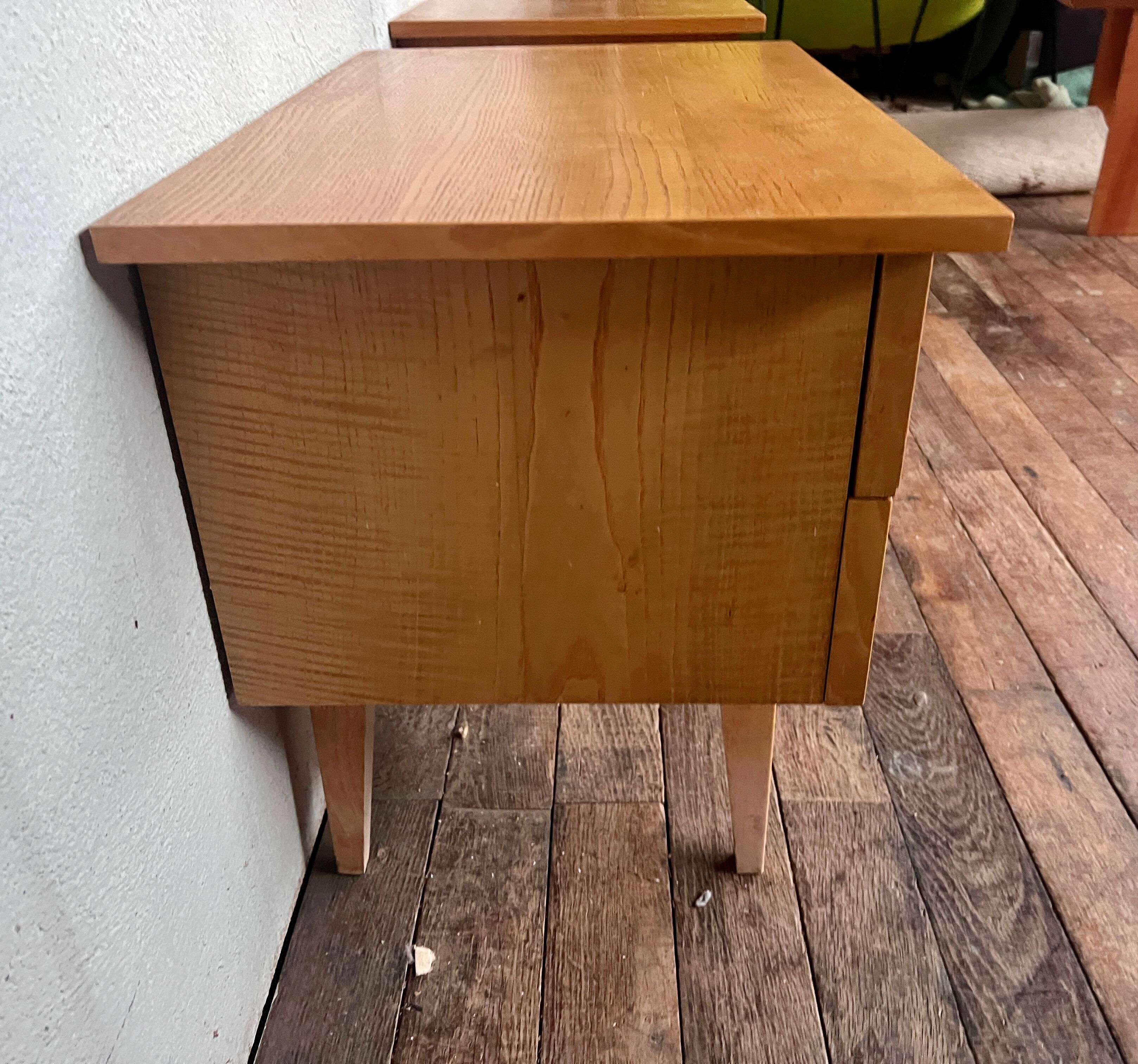Pair of bedside tables end of vintage sofa