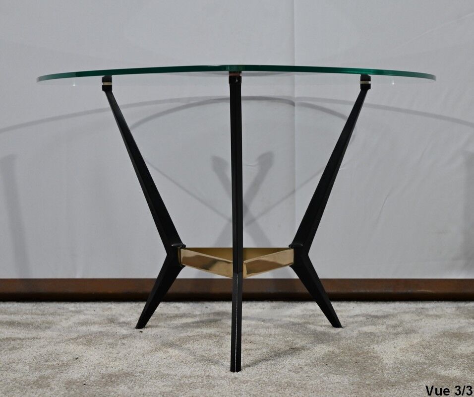 Table basse en verre et métal – 1980