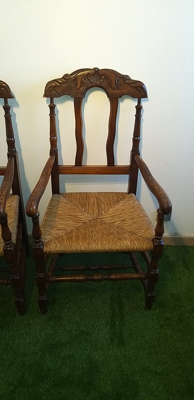 Pair of provençal walnut armchairs