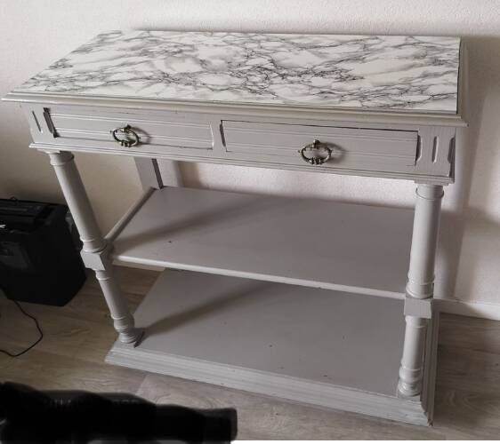 Painted console serving table.