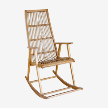 Rocking chair mid-century en rotin Allemagne 1960s