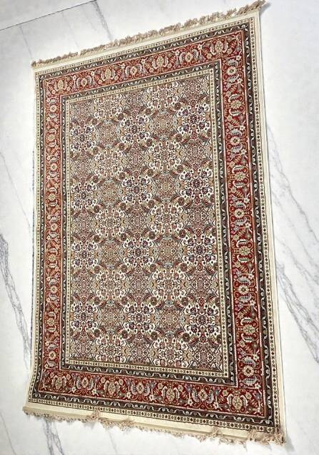 Classic Oriental Carpet Navy Blue and Burgundy Red