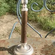 Metal and wood candlestick