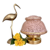 Antique art deco globe table lamp in pink and gold Clichy glass