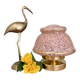 Antique art deco globe table lamp in pink and gold Clichy glass