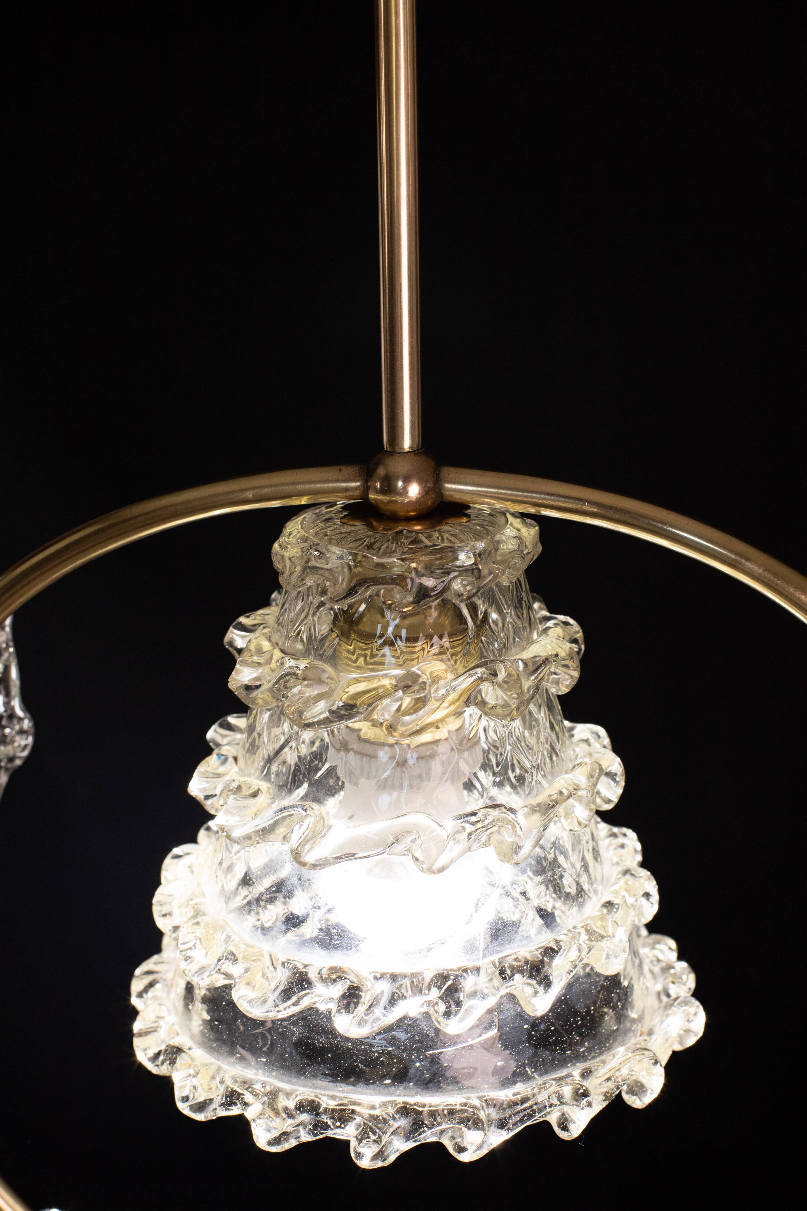 Elegant Art Decò Barovier and Toso Chandelier, 1940s