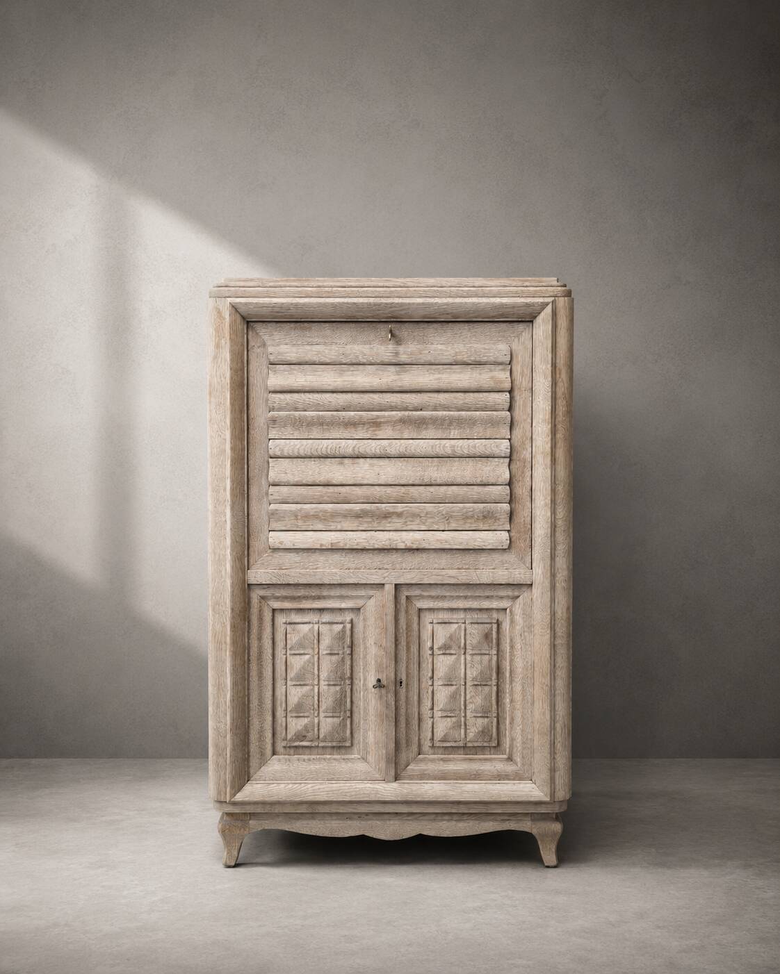 Secretary in sandblasted oak - 1950s