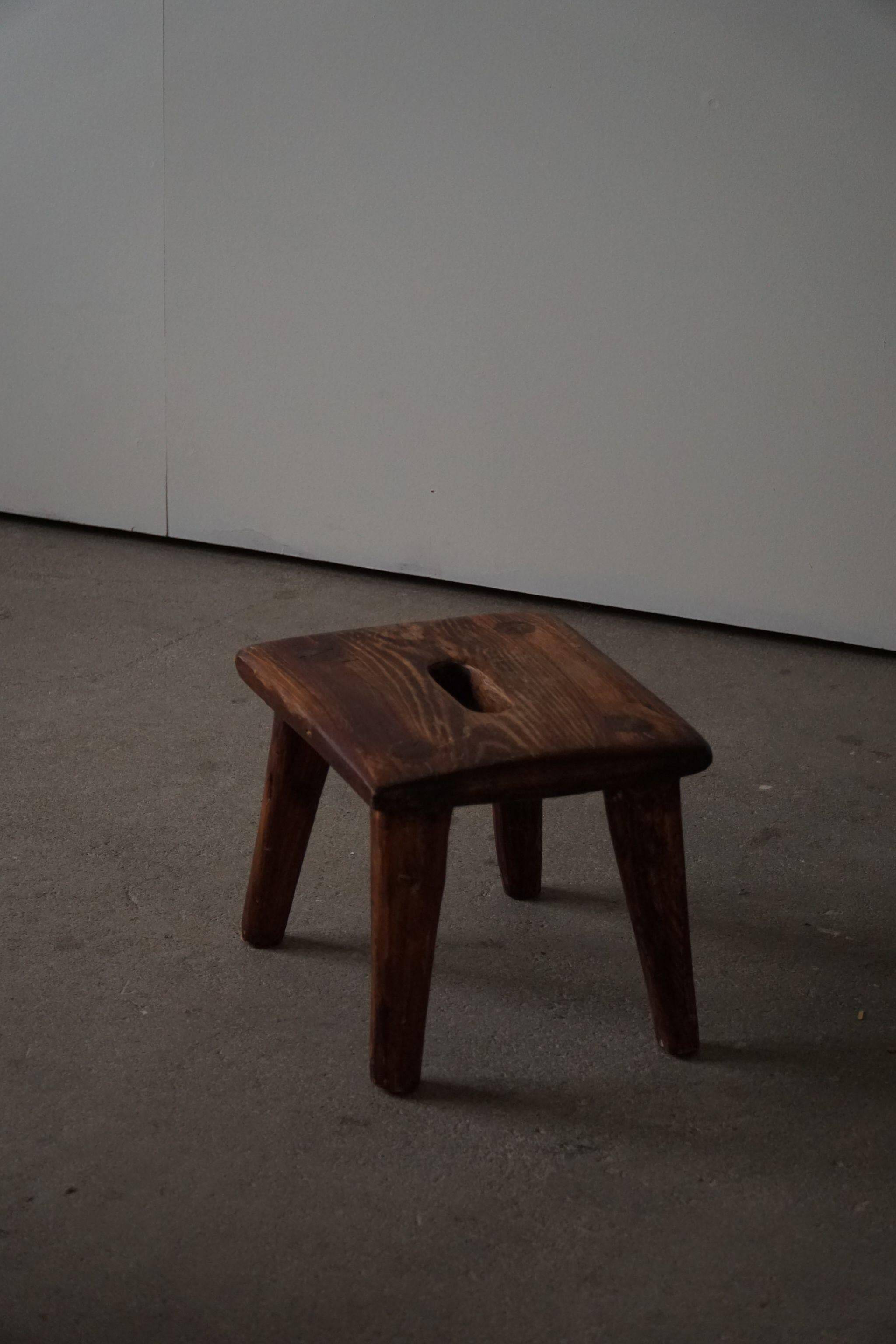 Wabi Sabi stool in solid pine, handmade by a Danish cabinetmaker, 1960s.