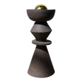Lampe Totem en grès noir chamotté