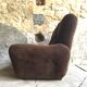 3-seater space-age convertible sofa - corded brown velvet - Design 1970