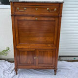 Louis xvi secretary in walnut with gray veined marble top 19th century
