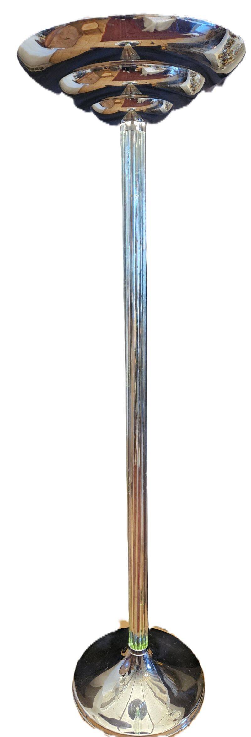 G. frattini pour relco lampadaire vintage chrome et tiges en verre