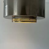 Vintage modernist chandelier, chrome metal, France 1940s