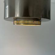 Vintage modernist chandelier, chrome metal, France 1940s
