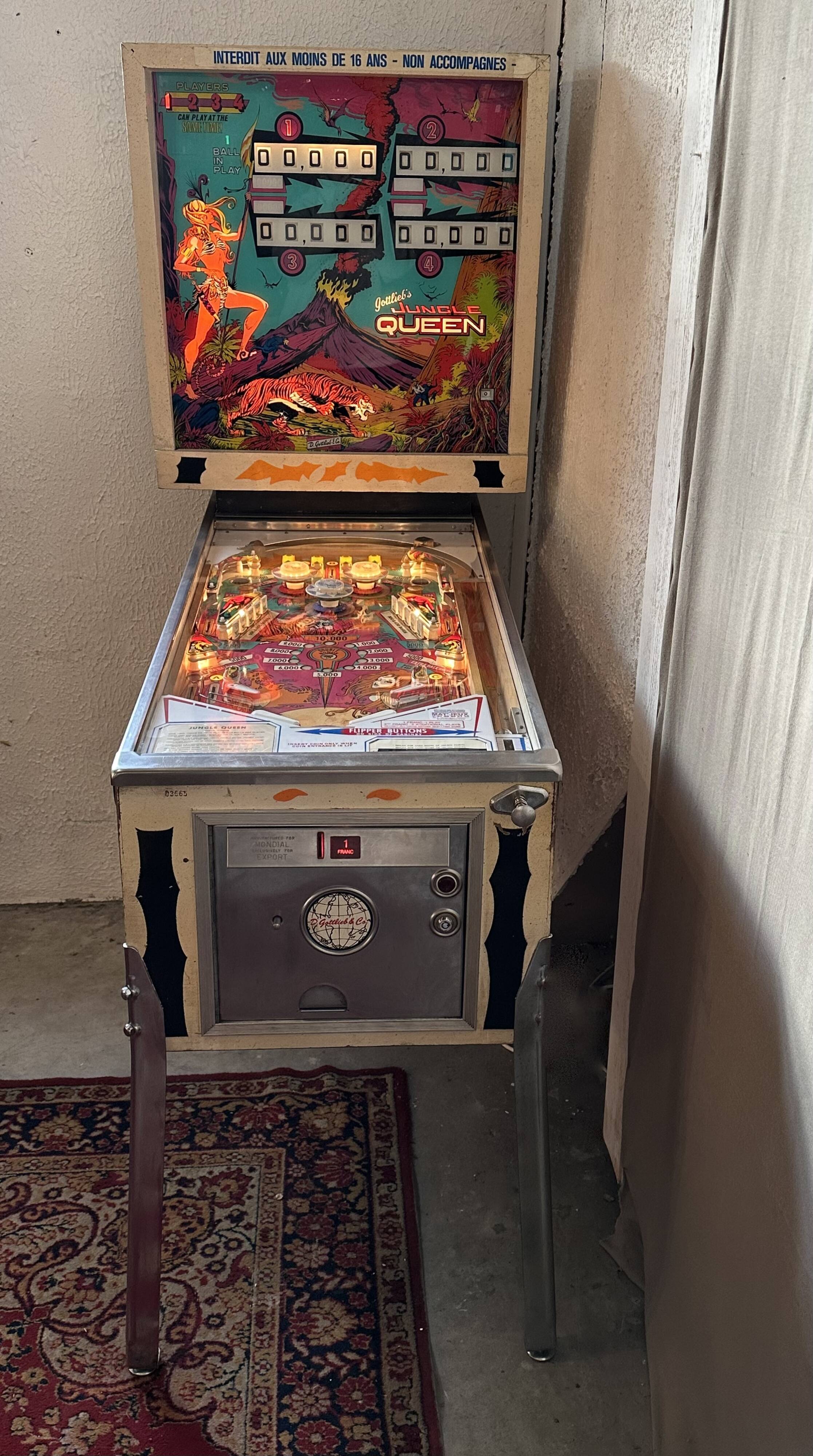 Pinball machine Jungle Queen Gottlieb USA 1977