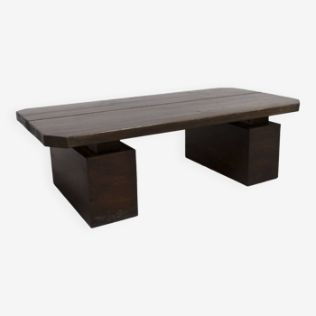 Brutalist style coffee table 1960 rectangular with cut corners