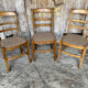 Set of 3 Antique BAUMANN Chairs Wood + Vintage Fabric Cushion Seat