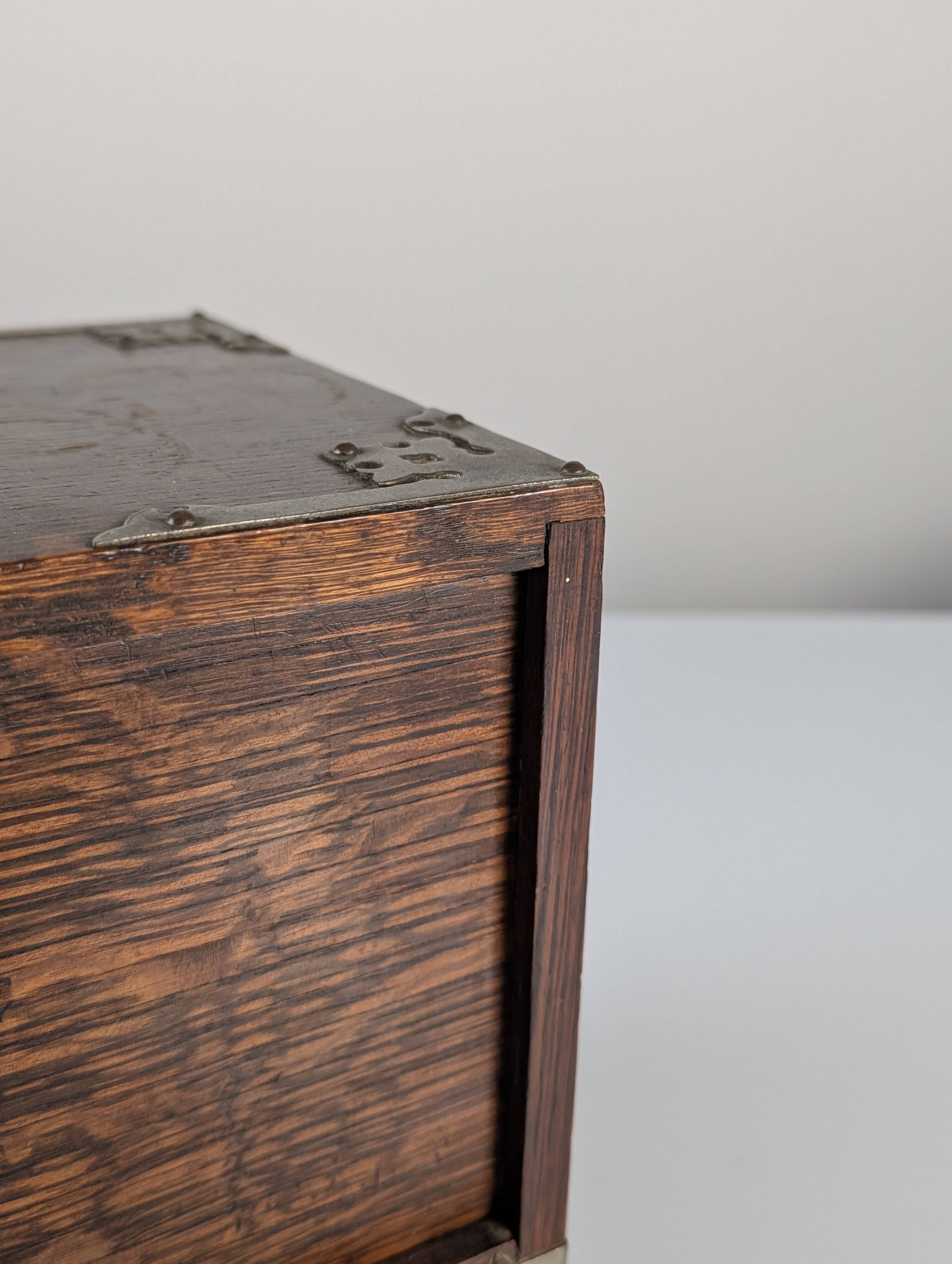 Victorian Oak Writing Cabinet with Automatic Tambour, 19th Century