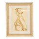 Classic female painting from the mid-century, wooden frame and linen, 1930s.