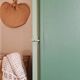 Cabinet bonnetière renovated green interior flowered
