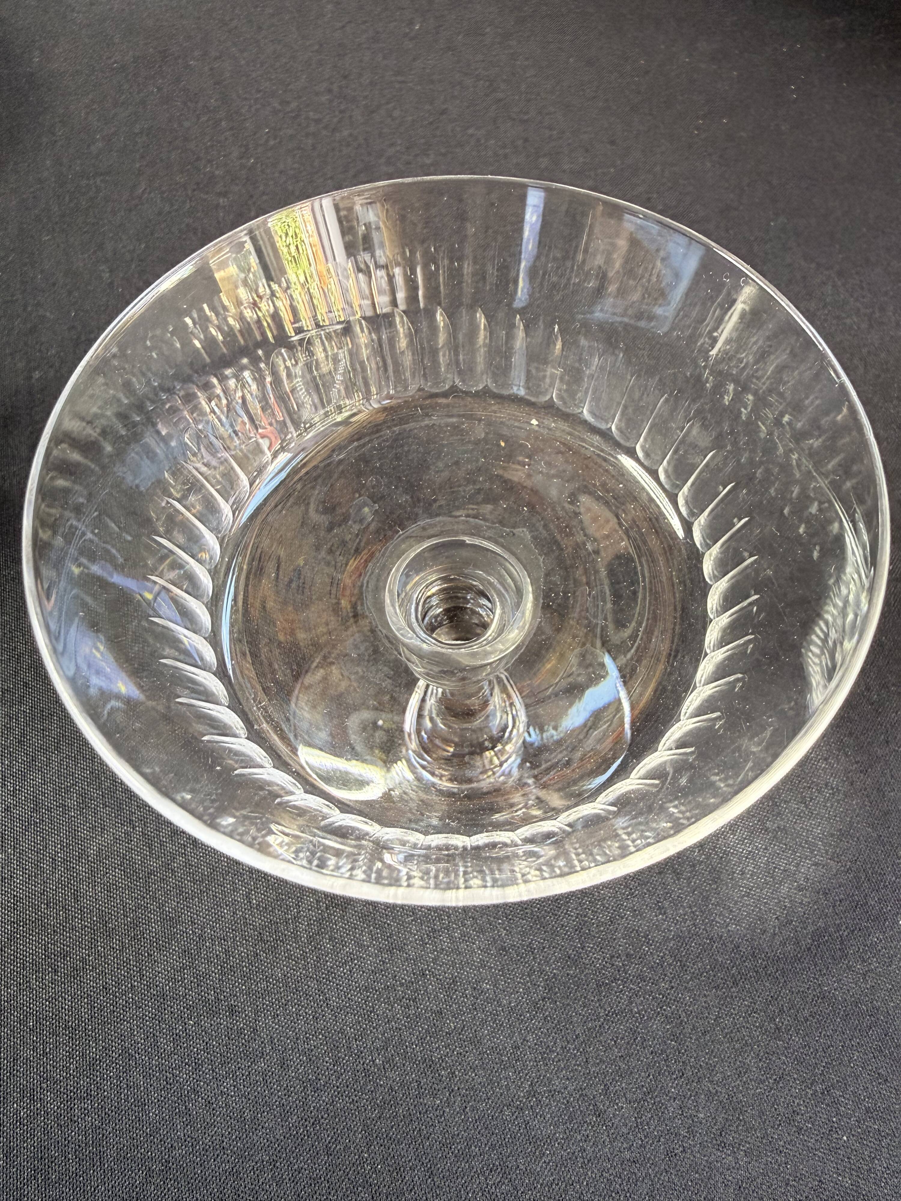 6 Baccarat coupes with small hollow stems